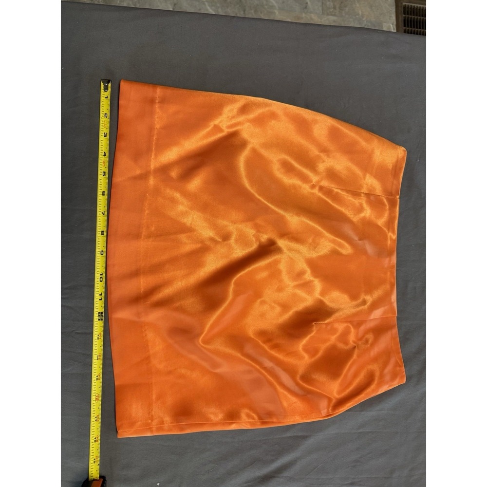 Grey lab Los Angeles Size Small Orange High Waist Mini Skirt Side Zipper - Picture 3 of 6